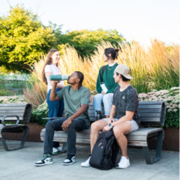 Photo of LARQ Bottle Swig Top - People on bench with Swig Top bottles